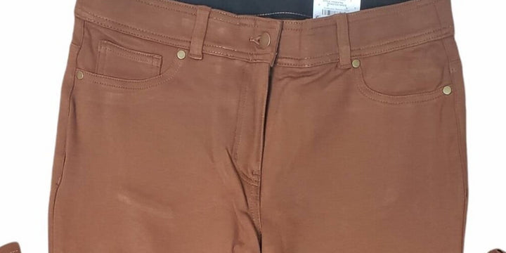 Style & Co Women's Stretch Slim Mid Rise Straight Leg Pants Brown Size 8
