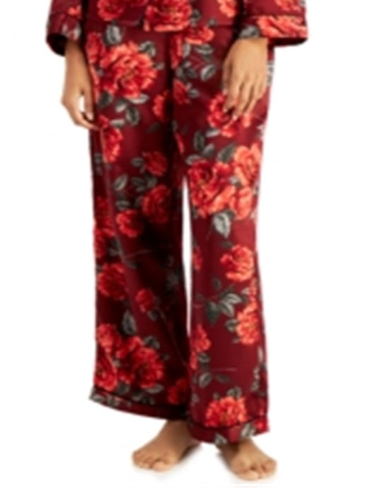 INC International Concepts Women's Satin Pajama & Headband 3Pc Set Red Size Medium