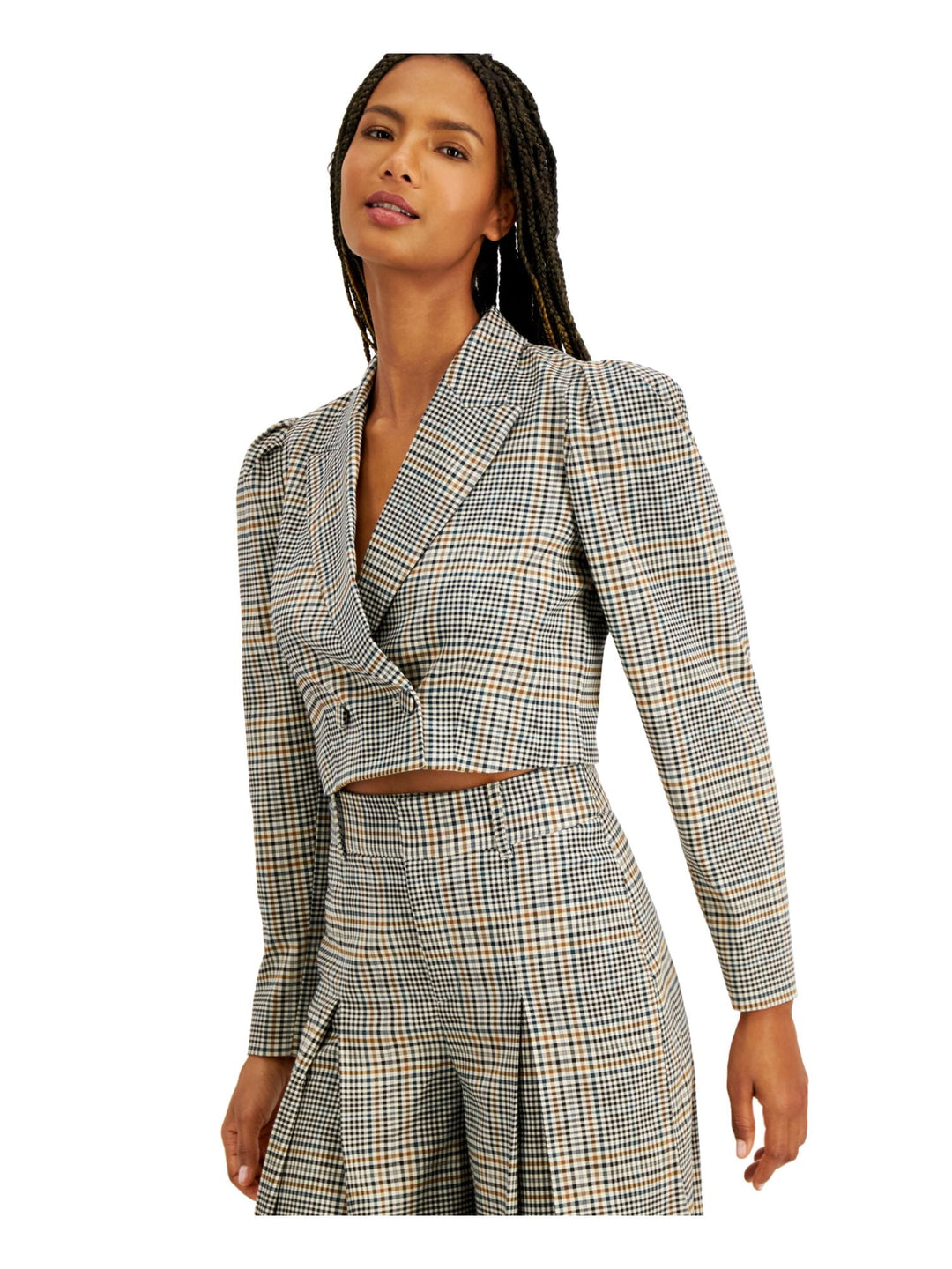 INC International Concepts Women's Check Bolero Jacket Gray Size Medium