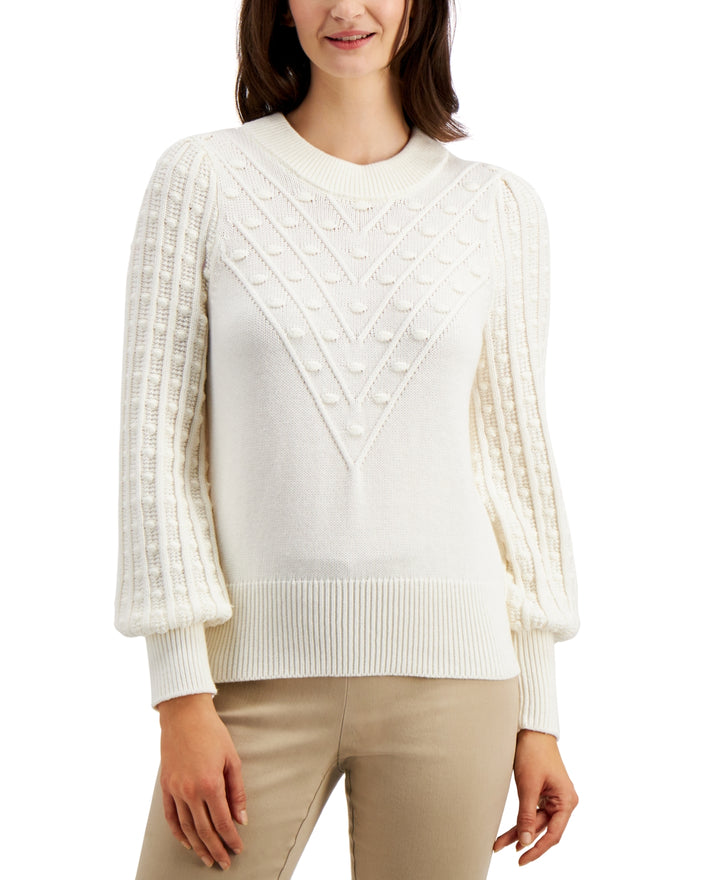 Charter Club Women's Popcorn Sweater White Size Medium