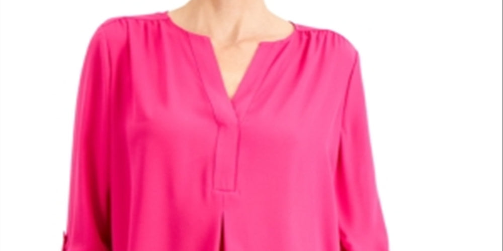Charter Club Women's Split Neck Blouse Pink Size Medium