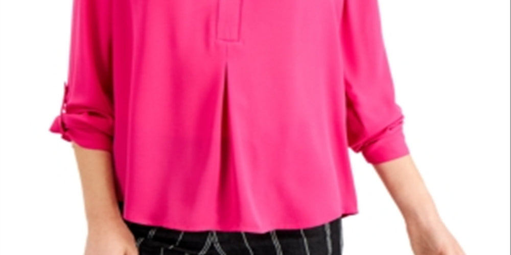 Charter Club Women's Split Neck Blouse Pink Size Medium