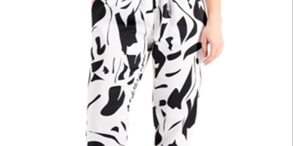 INC International Concepts Women's Printed Joggers White Size X-Large