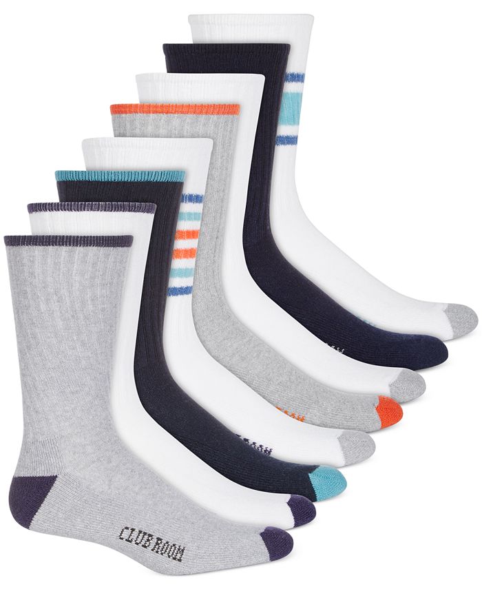 Club Room Men's 8 Pack Striped Crew Socks Blue Size Regular