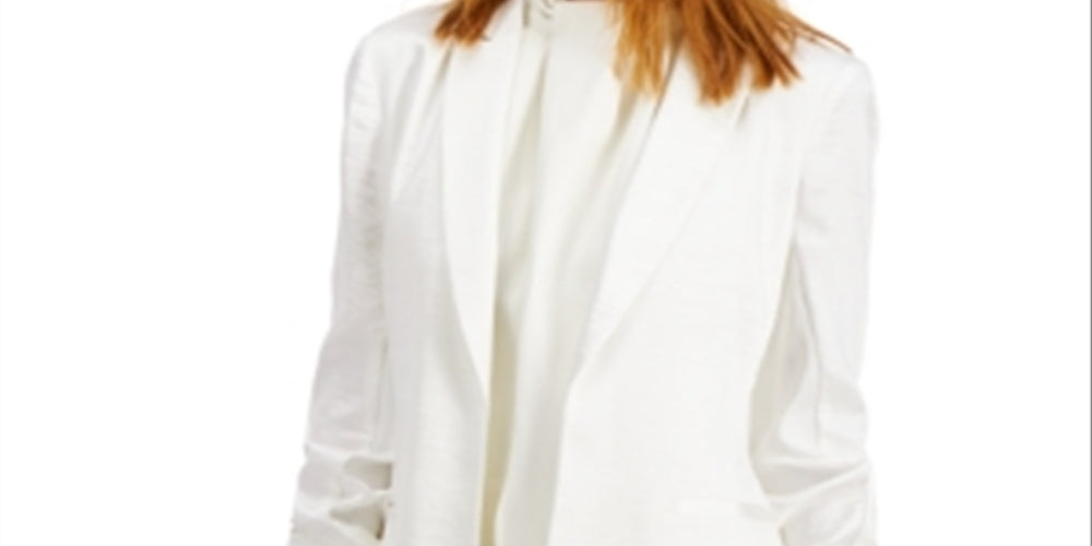 INC International Concepts Women's Satin Open-Front Blazer White Size Medium