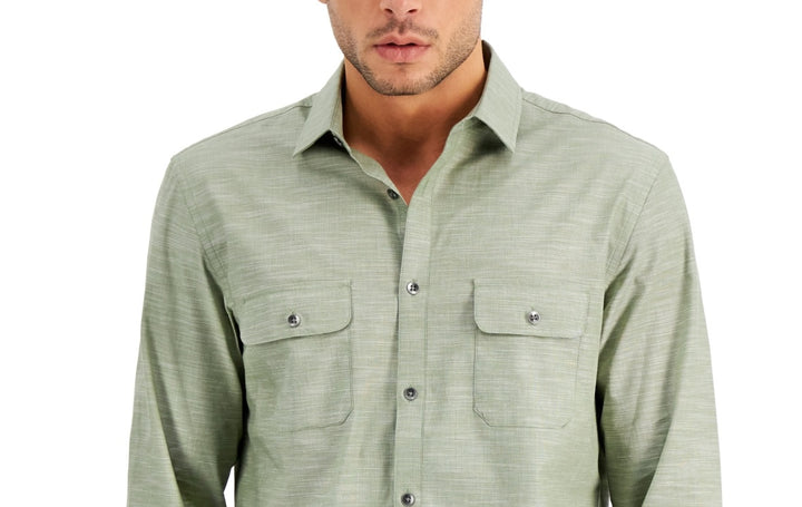 Alfani Men's Regular Fit Solid Shirt Green Size Large