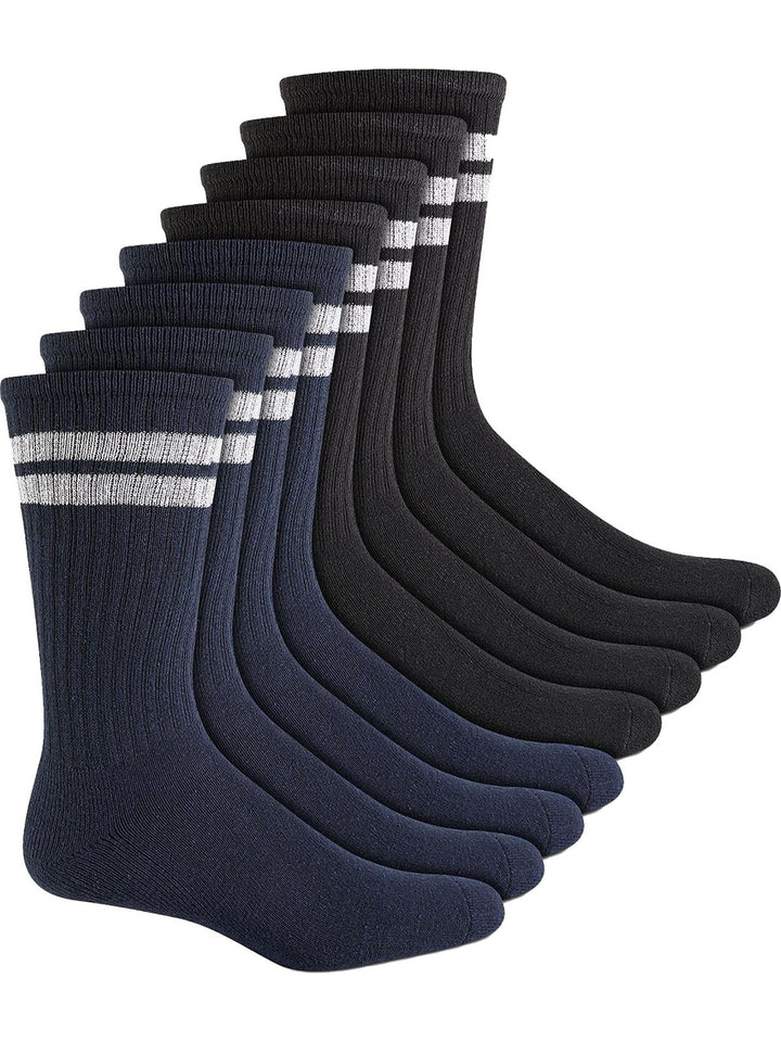 Club Room Men's 8 Pk Stripe Crew Socks Black Size Regular