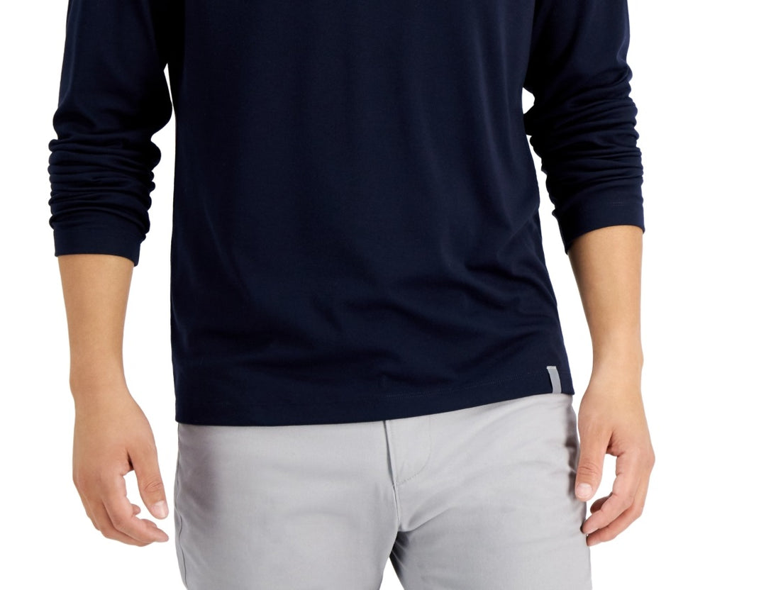 Alfani Men's Alfatech Heathered Long Sleeve Henley Shirt Blue Size X-Large
