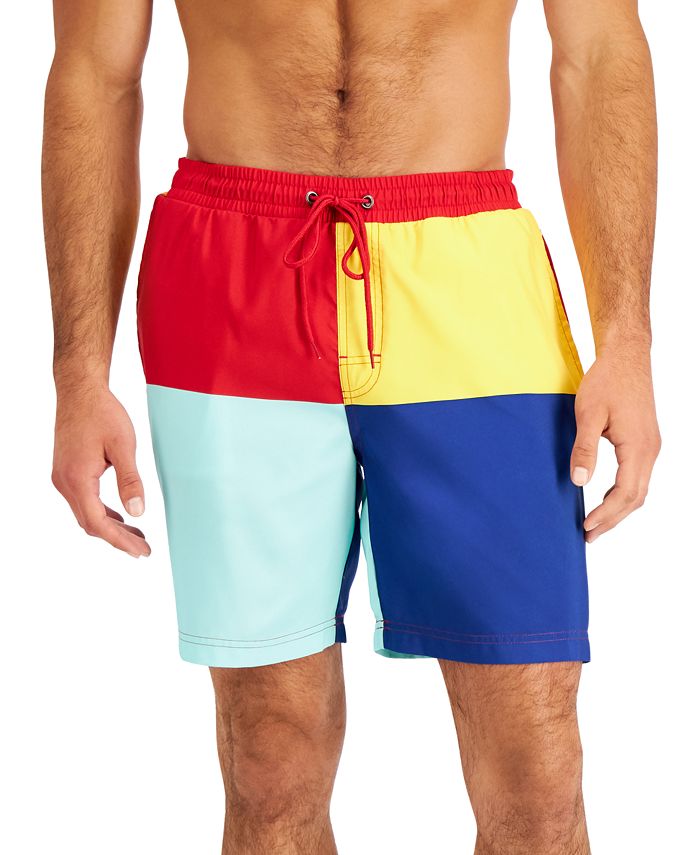 Club Room Men's Regatta Color Block Swimsuit Shorts Red Size X-Large