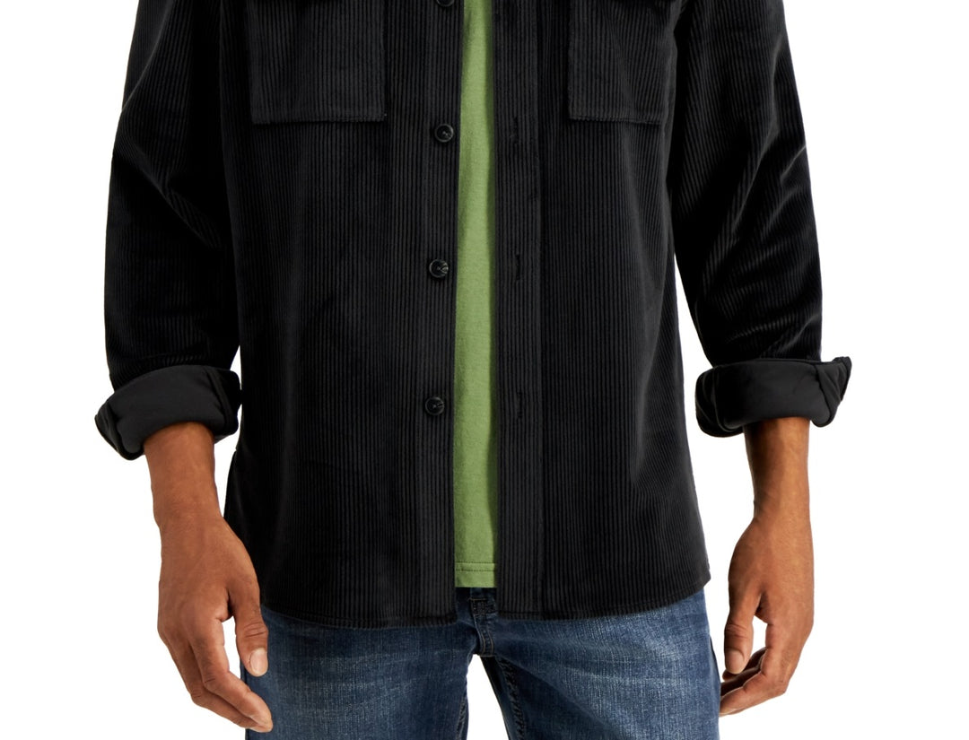 Alfani Men's Regular Fit Corduroy Shirt Jacket Black