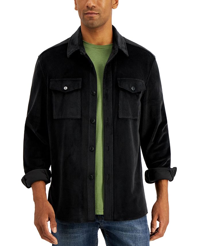 Alfani Men's Regular Fit Corduroy Shirt Jacket Black