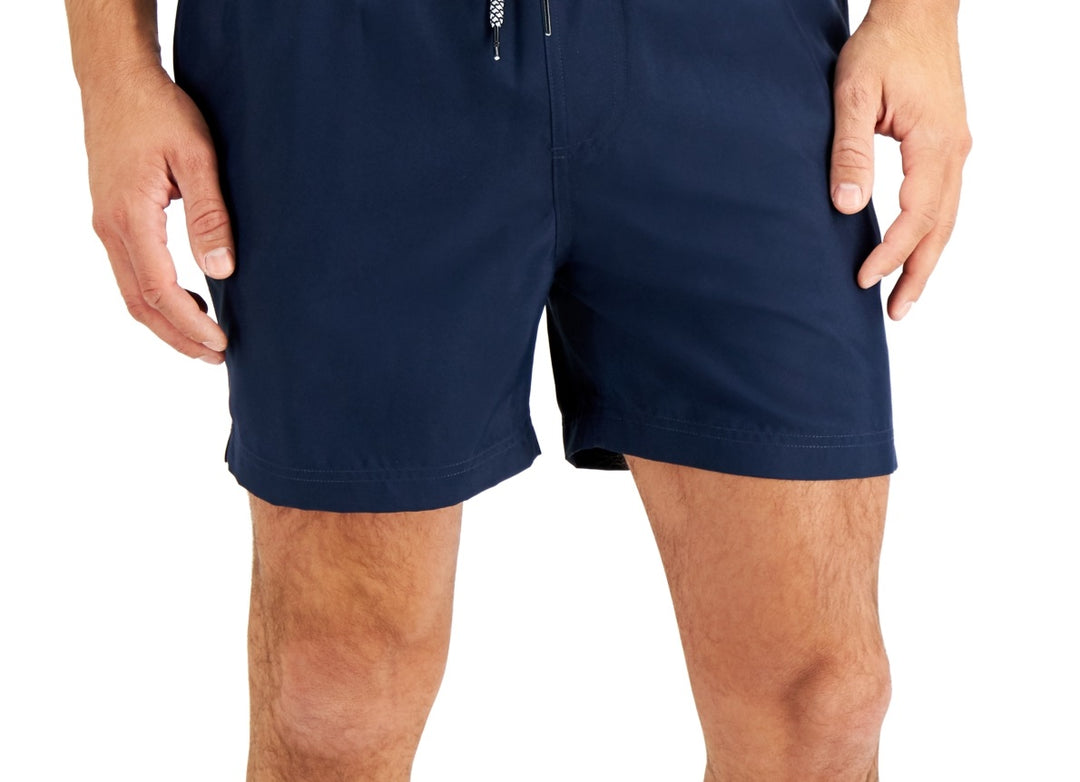 INC International Concepts Men's Regular Fit Quick Dry Solid 5 Swim Trunks Blue Size Medium