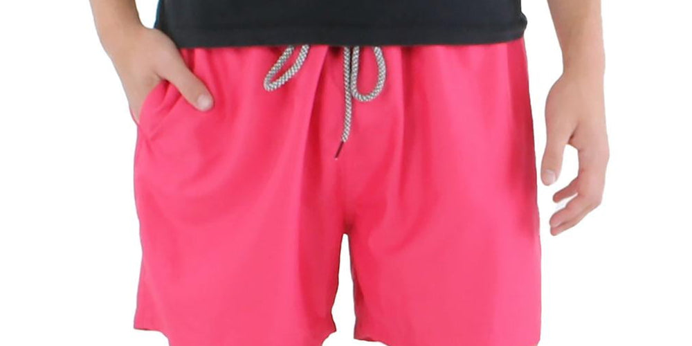 INC International Concepts Men's Regular Fit Quick Dry Solid 5 Swim Trunks Pink Size XX-Large