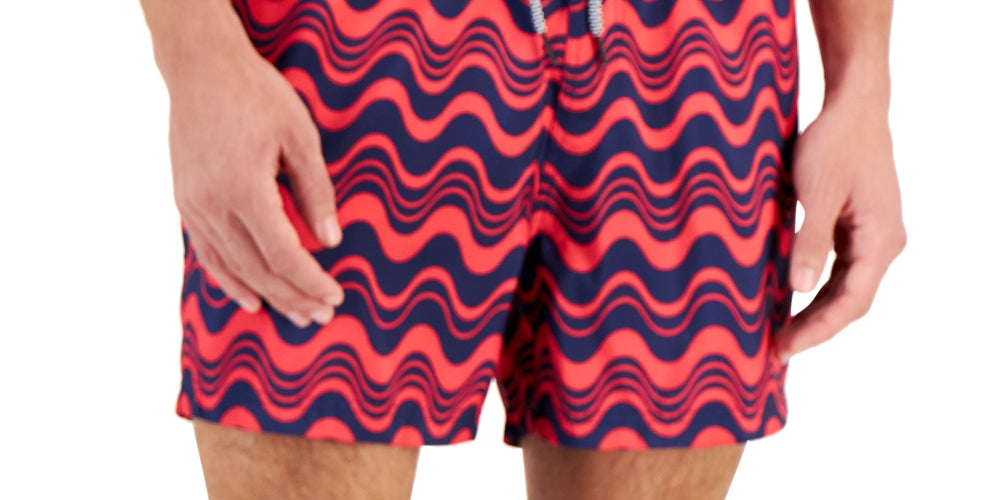 INC International Concepts Men's Wave Print Swim Shorts Blue  Size XX-Large