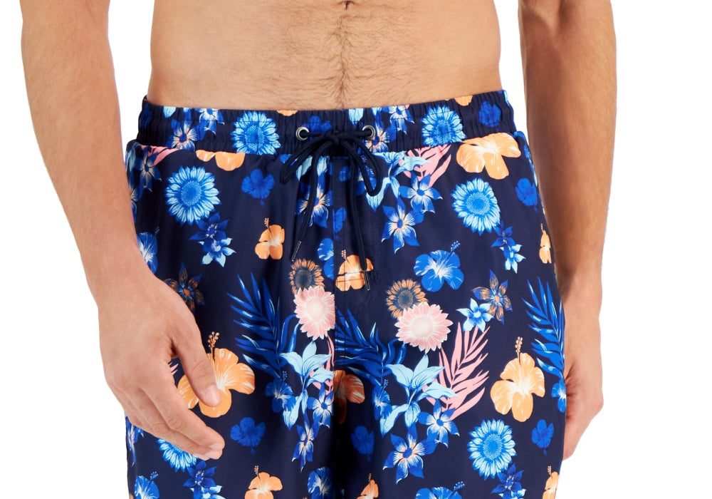 Club Room Men's Floral 7 Swim Trunks Blue Size TBD