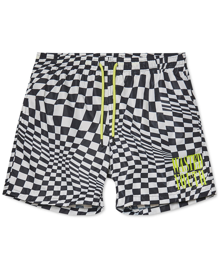 WeSC Men's Zack Warp All Over Print Cotton Shorts Black Size XX-Large