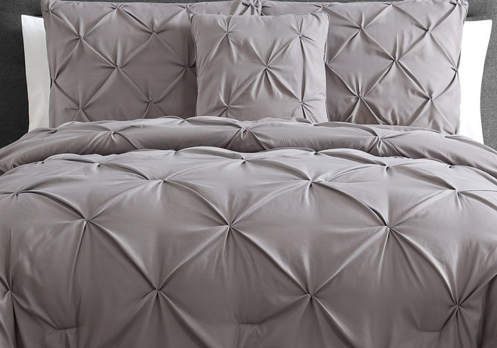 Vcny Home Carmen 3-Pc. Ruched Duvet Cover Set Bedding Gray Size Queen