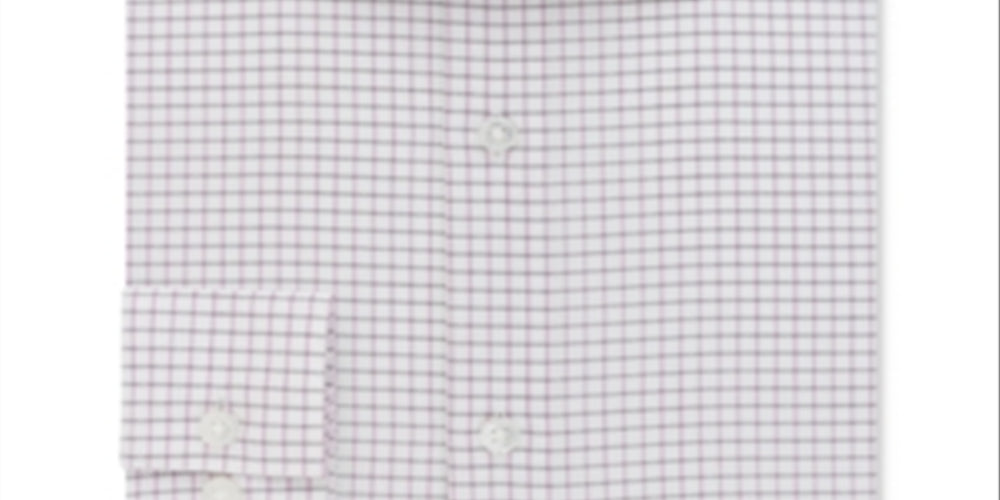 Calvin Klein Men's Classic Fit Non Iron Pink Check Dress Shirt Gray Size 15X32X33