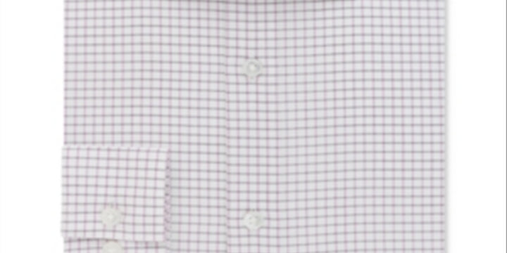 Calvin Klein Men's Classic Fit Non Iron Pink Check Dress Shirt Gray Size 15X32X33