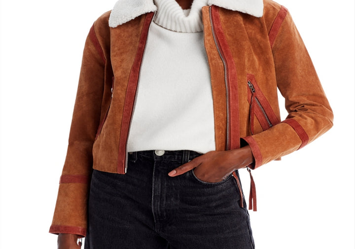 Blanknyc Faux Fur Collar Leather Jacket Brown