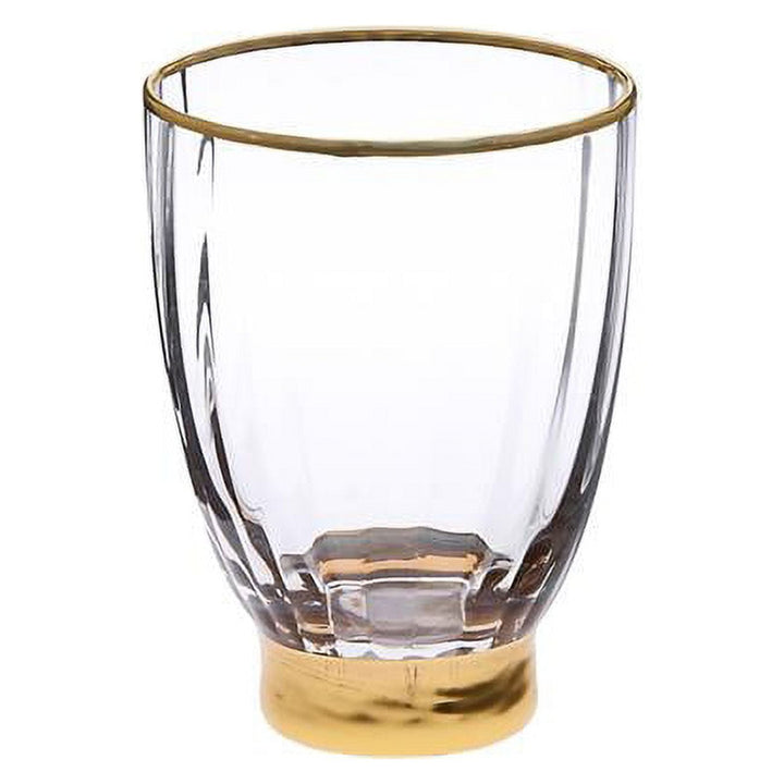 Classic Touch Wig 2.25 X 6.5 In. Water Glasses With Gold Base & Rim Set Of 6