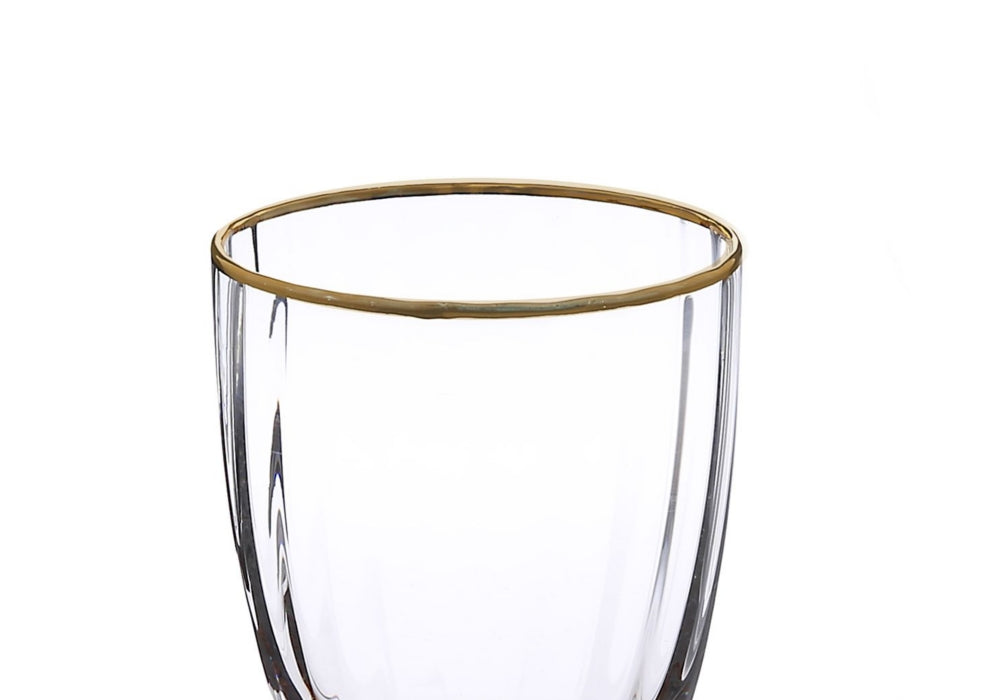 Classic Touch Wig 2.25 X 6.5 In. Water Glasses With Gold Base & Rim Set Of 6