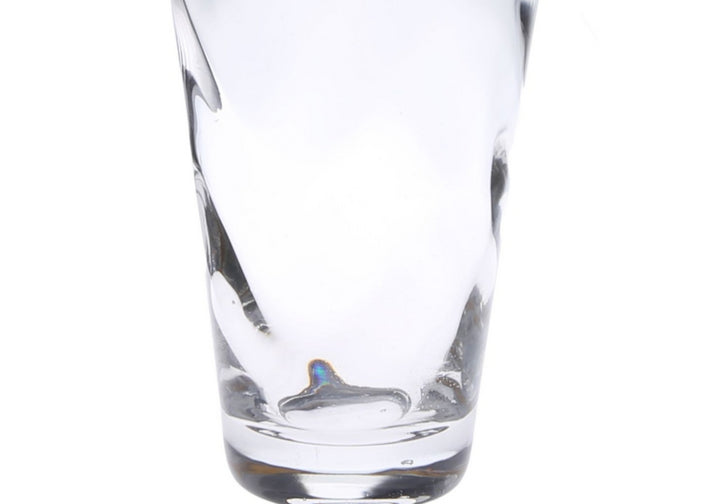 Classic Touch Set Of 6 Wavy Glass Water Tumblers With Gold-Tone Rim