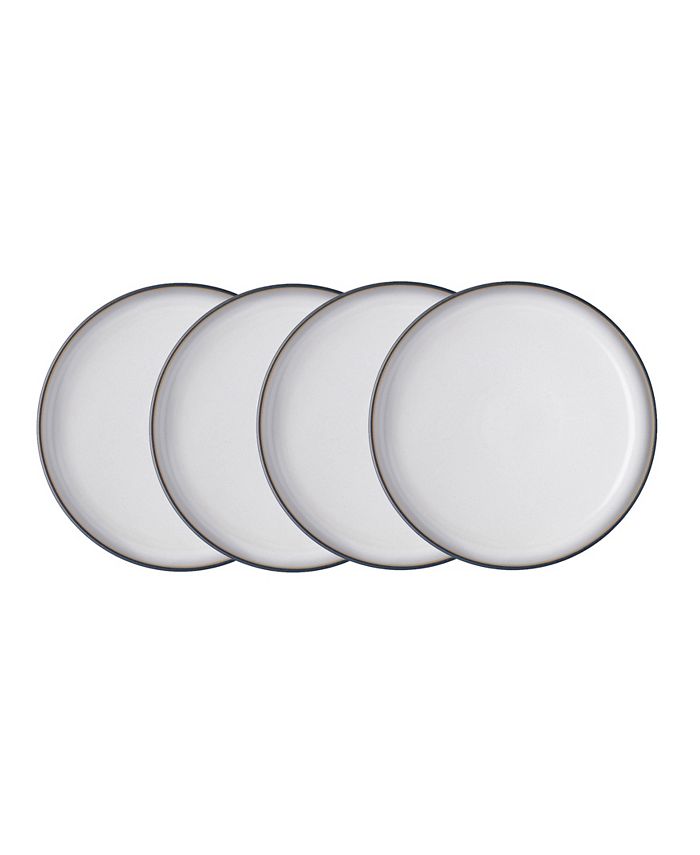 Denby Studio Craft Grey/White 4 Piece Medium Coupe Plate Set Gray