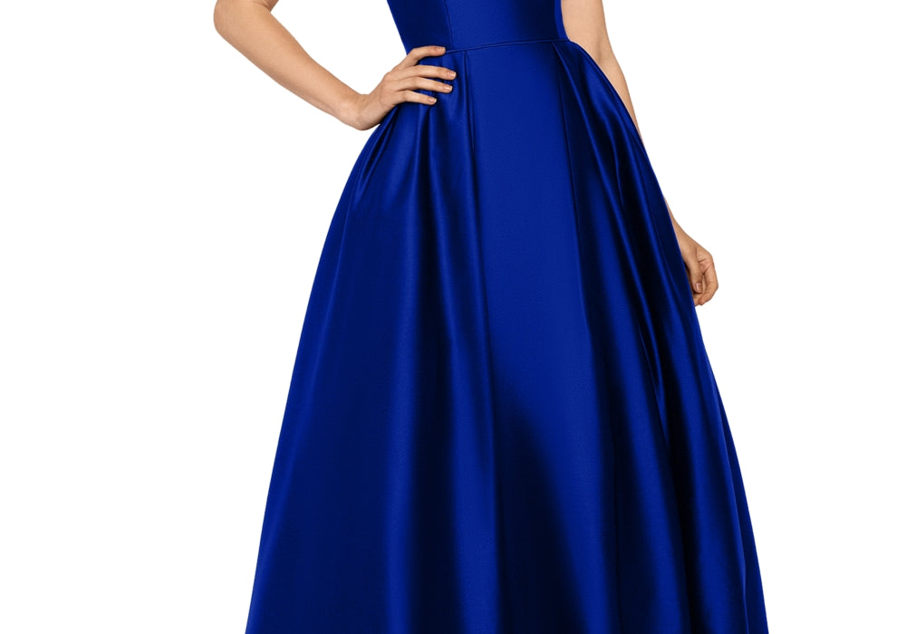 Betsy & Adam Satin Ballgown Blue Size 8