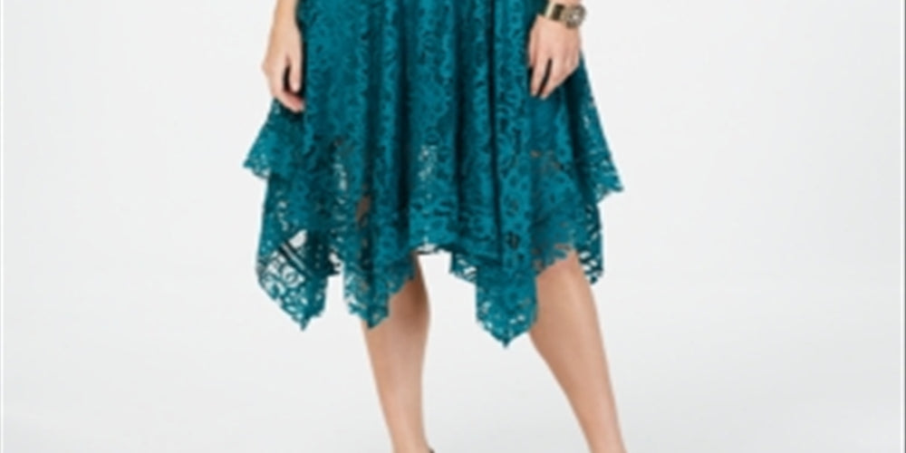 Taylor Women's V Neck Lace Midi Dress Green Size 6