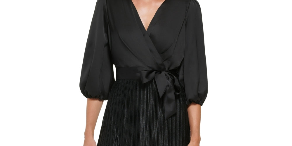 DKNY Women's Pleated Mini Fit & Flare Dress Black Size 6