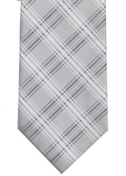 Calvin Klein Men's Slim Frosted Plaid Tie Gray Size Regular