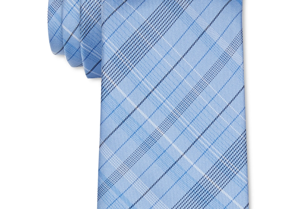 Calvin Klein Men's Diffuse Shadow Plaid Slim Tie Blue One Size