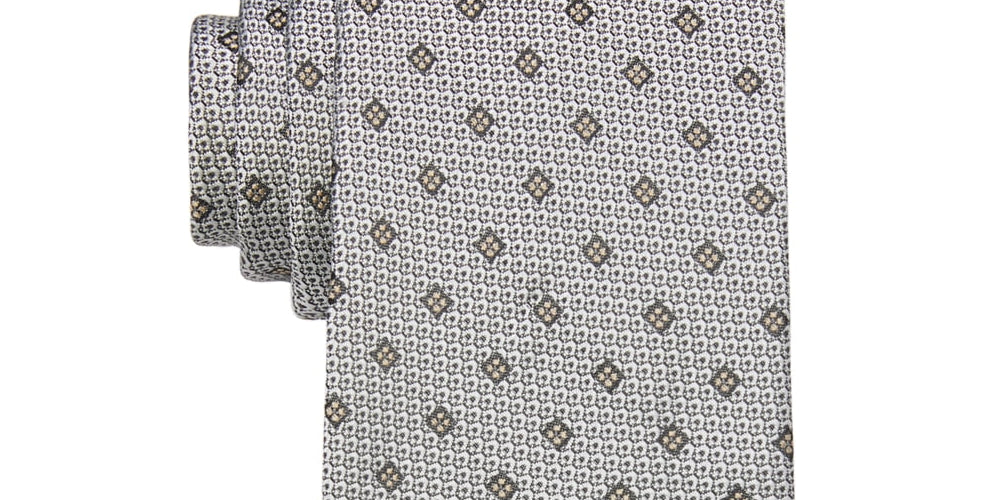 Calvin Klein Men's Multi Texture Neat Tie Beige Size Regular