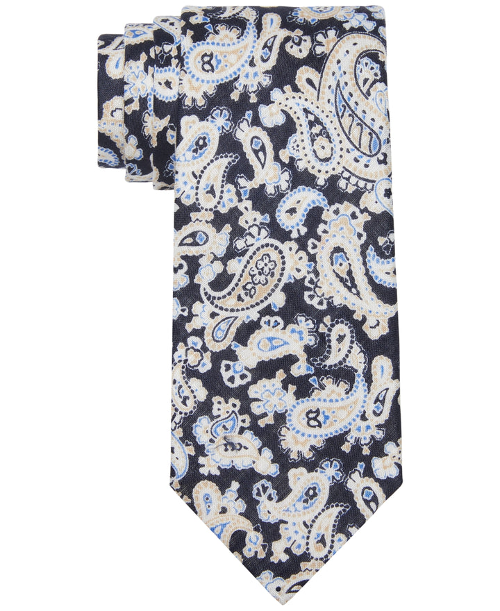 Tommy Hilfiger Men's Howard Classic Paisley Linen Tie Brown Size Regular