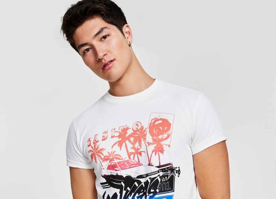 GUESS Men's Cruisin Graphic T-Shirt White Size XX-Large