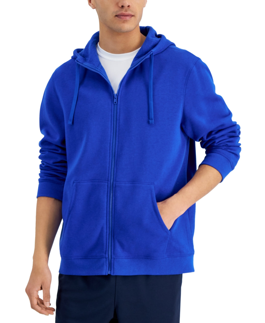 ID Ideology Men's Regular Fit Solid Full Zip Hoodie Blue Size Medium