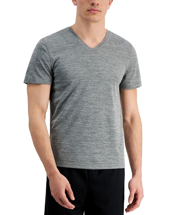 ID Ideology Men's Birdseye Mesh V Neck T-Shirt Gray Size Small