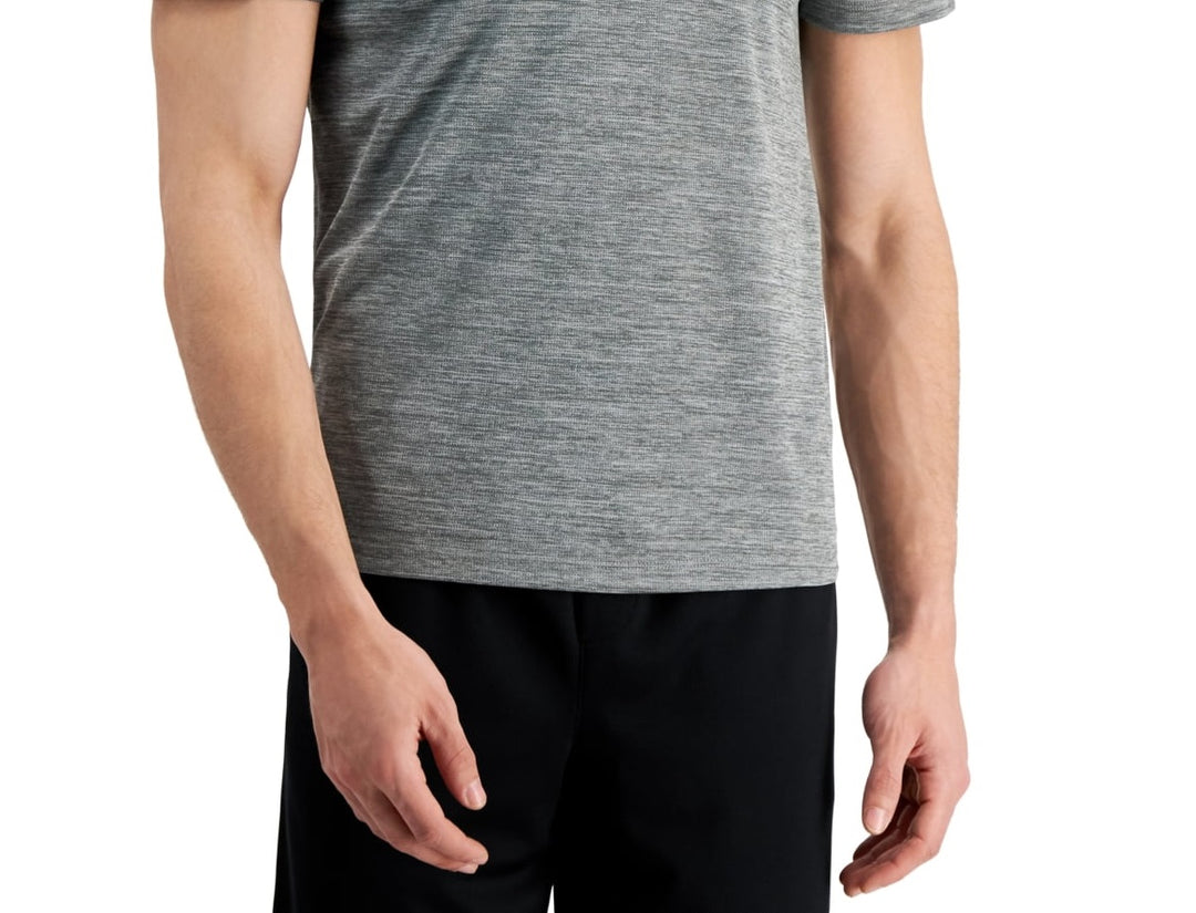 ID Ideology Men's Birdseye Mesh V Neck T-Shirt Gray Size Small