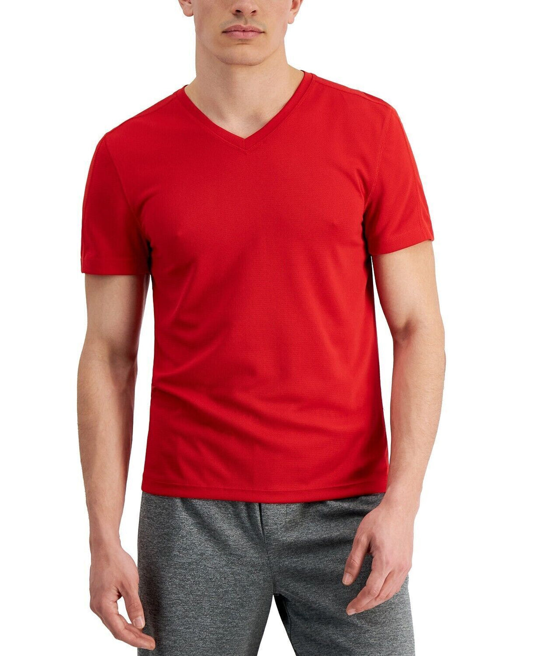 ID Ideology Men's Birdseye Mesh V Neck T Shirt Red Size Medium