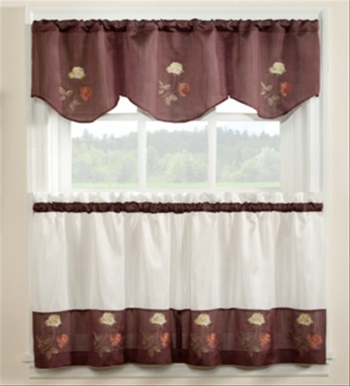 CHF & You Rose Kitchen Curtains, Set of 2 or Valance Yellow Size 36-inch