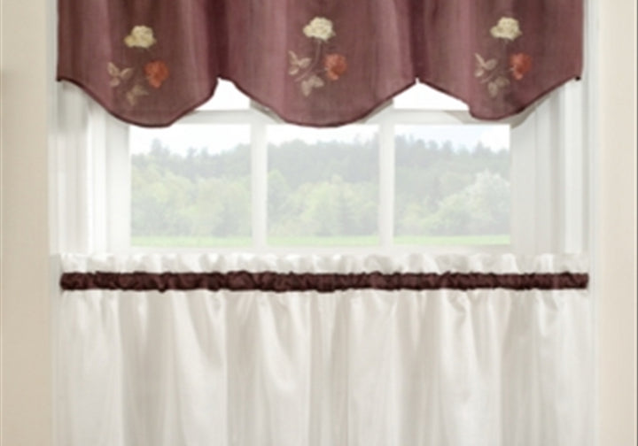 CHF & You Rose Kitchen Curtains, Set of 2 or Valance Yellow Size 36-inch