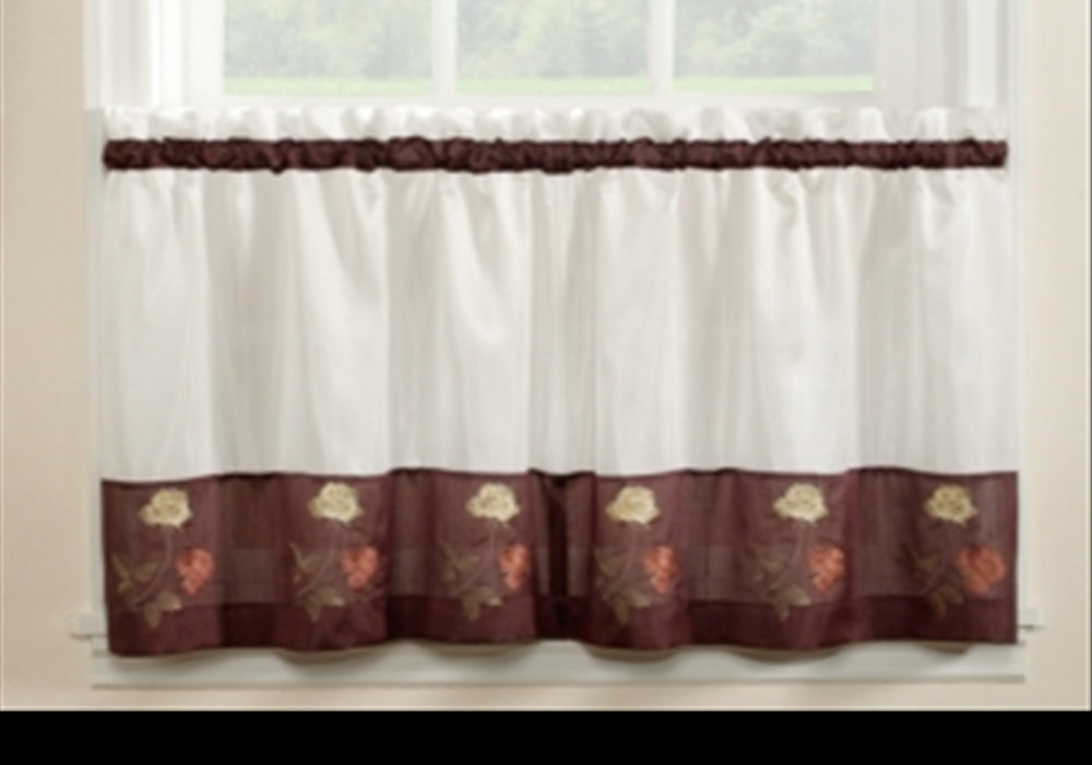 CHF & You Rose Kitchen Curtains, Set of 2 or Valance Yellow Size 36-inch