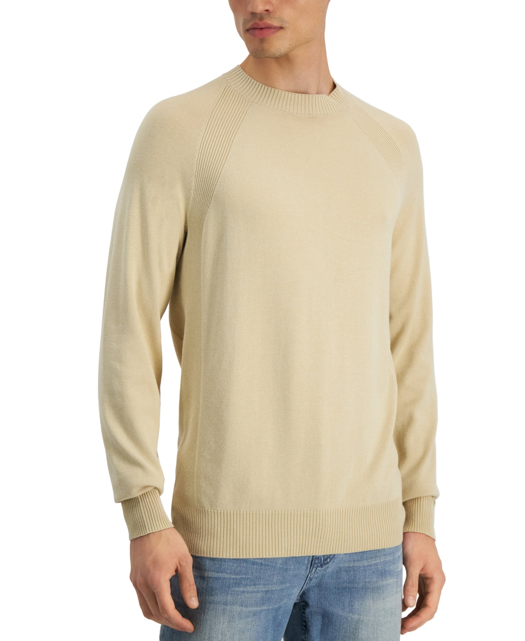 Alfani Men's Ribbed Raglan Sweater Brown Size XX Large