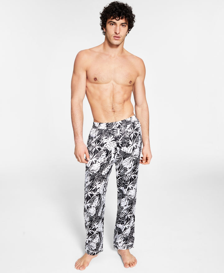 INC International Concepts Men's Printed Satin Pajama Pants Black Size X-Large