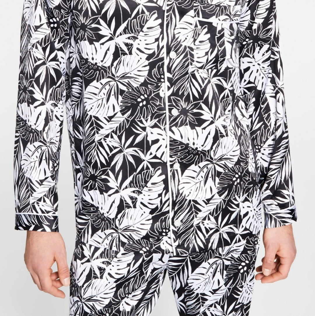 INC International Concepts Men's Printed Satin Pajama Top Black Size X-Large