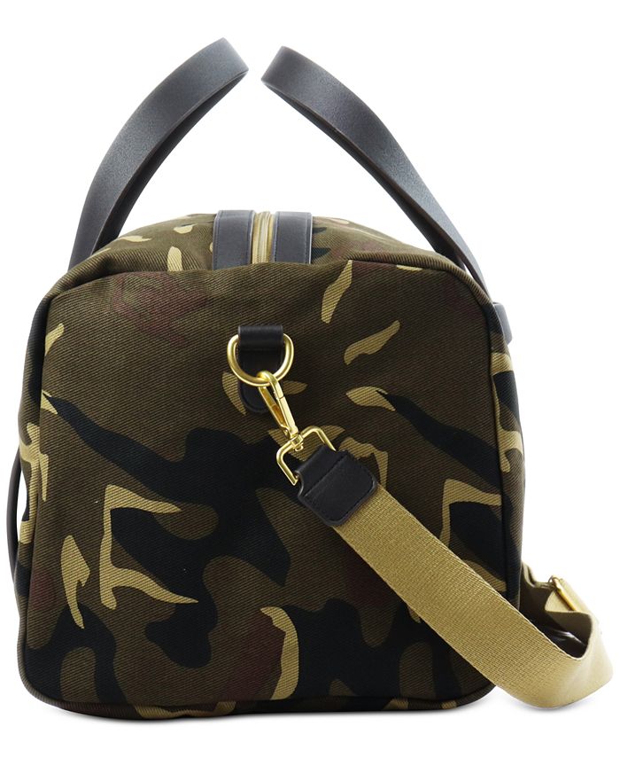 Club Room Men's Canvas Camouflage Duffle Bag Green Size Regular