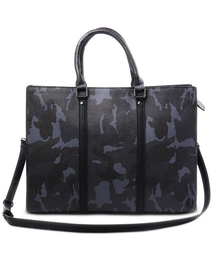 INC International Concepts Men's Faux Leather Camouflage Briefcase Blue Size Regular