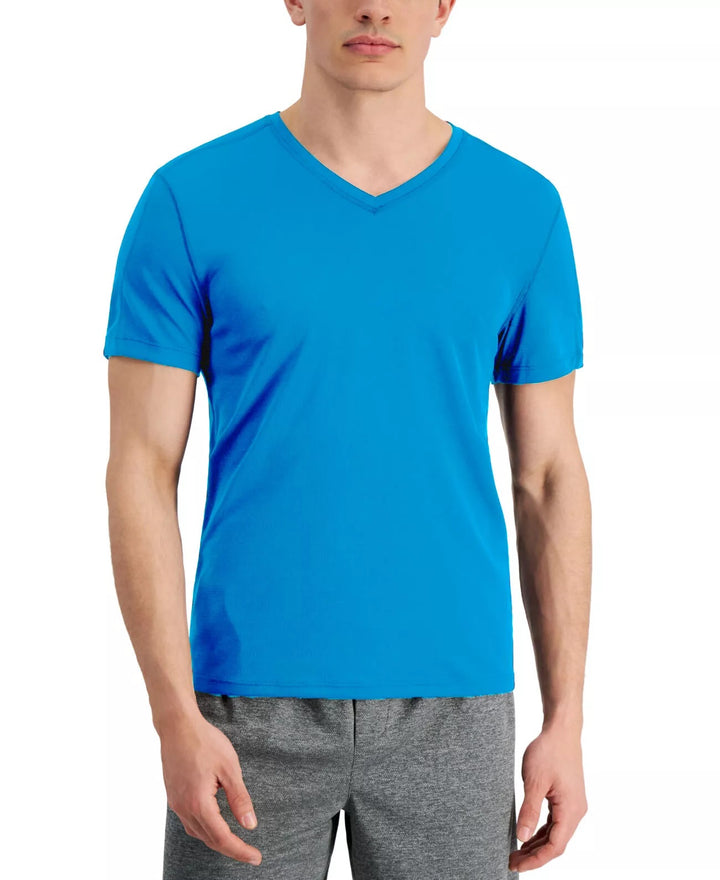 Id Ideology Men's Birdseye Mesh V-Neck T-Shirt Blue Size 3XB