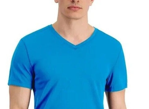 ID Ideology Men's Birdseye Mesh V Neck T Shirt Blue Size X-Large